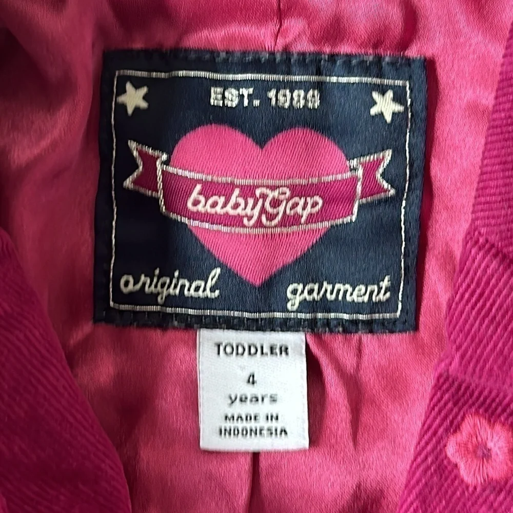 babyGap jacket size 4 toddler cranberry colored lined floral design